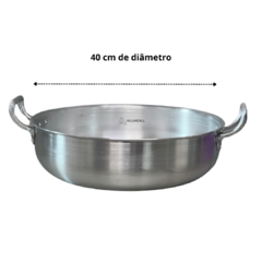 Frigideira Panela Grande 40 Cm Grande Com Tampa De Aluminio Polido - comprar online