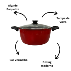 Imagem do Conjunto Kit Jogo de Panelas 4 Peças Talisma Vermelho com Ceramica Antiaderente Preta Alumínio Reforçado Alça de Baqueli