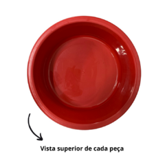 Jogo de Bacia 3 Peças Plastico Redonda Multiuso Vermelho Canelada - loja online