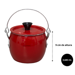 Caldeirão Bojudo Feijão Pequeno de Alumínio com Tampa n° 10 0,600 ml Mini Miniatura Vermelho Pintinha - comprar online