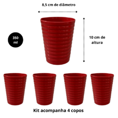 Kit Jogo Conjunto Jarra de Suco Para Agua Redonda de Plastico + 4 Copos 2 Litros Vermelha na internet