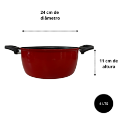 Conjunto Kit Jogo de Panelas 4 Peças Talisma Vermelho com Ceramica Antiaderente Preta Alumínio Reforçado Alça de Baqueli - loja online