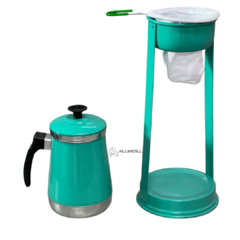 Mancebo Pop com Bule Mariquinha Coador De Café Retro Em Alumínio Suporte Verde Escuro Pintinha - comprar online