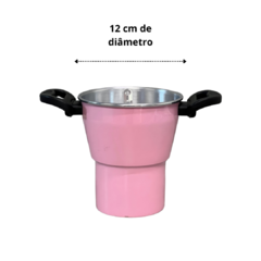 Mini Cuscuzeiro Panela Para Cuscuz Pequeno Individual Nordestino Nº12 em alumínio Rosa Claro Liso Bebê