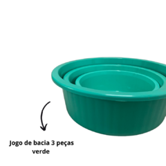 Jogo de Bacia 3 Peças Plastico Redonda Multiuso Verde Canelada - comprar online