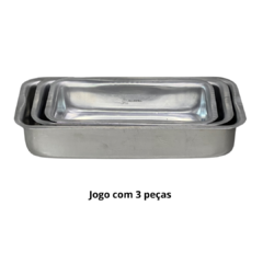 Jogo de Forma Retangular Assadeira Pão Caseiro Bolo Inglês Cuca Kit com 3 Peças - comprar online