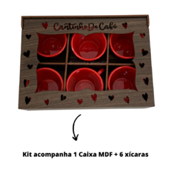 Cantinho do Café Caixa com 6 Xicaras em Acrilico Vermelho Chá Kit Conjunto Jogo - loja online