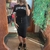 Conjunto London Saia Mídi E Blusa Preto