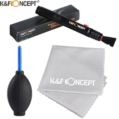 K&F CONCEPT 3 em 1 Kits de Limpeza de Câmera Escovas de Lente + Caneta de Limpeza + Pano de Limpeza para Lentes e Filtros de Câmera Tela de Sensor LCD