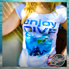 Enjoy dive Women White Premium T-Shirts