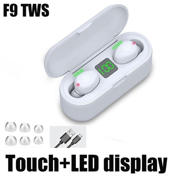 AURICULARES F9 TWS 5.1 INALAMBRICO BLUETOOTH POWER BANK BLANCO