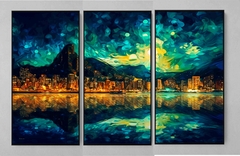 QUADRO TRÍPTICO RIO DE JANEIRO NOITE ESTRELADA