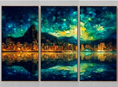 QUADRO TRÍPTICO RIO DE JANEIRO NOITE ESTRELADA - comprar online