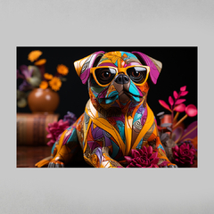 Quadro Decorativo Pug de Plástico Colorful