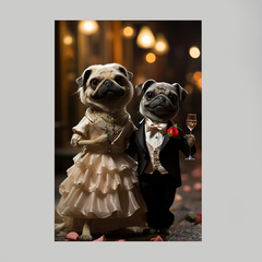 Quadro Decorativo Casal Pugs