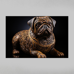 Imagem do Quadro Decorativo Pug em Escultura de Madeira