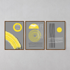 Conjunto de 3 Quadros Decorativos Abstrato Geométrico