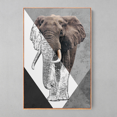 Quadro Decorativo Elefante Color/Preto e Branco - Ellquadros 