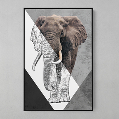 Quadro Decorativo Elefante Color/Preto e Branco