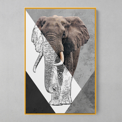 Quadro Decorativo Elefante Color/Preto e Branco - loja online