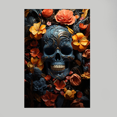 Imagem do Quadro Blue SkullFlowers