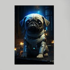 Quadro Decorativo Pug Ciborgue