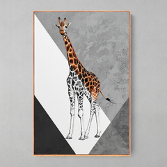 Quadro Decorativo Girafa Color/Preto e Branco - Ellquadros 