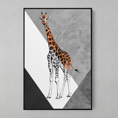 Quadro Decorativo Girafa Color/Preto e Branco