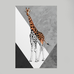 Quadro Decorativo Girafa Color/Preto e Branco