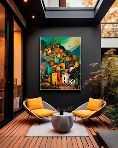 Quadro Decorativo Rocinha Colorida RJ estilo Picasso