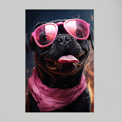 Quadro Decorativo Pug Óculos Rosa - loja online