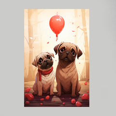 Quadro Decorativo Pug Enamorados