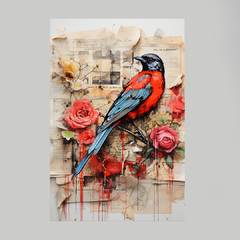 Imagem do Quadro Decorativo Newspaper Collage Bird