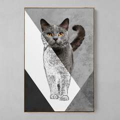 Quadro Decorativo Gato Color/Preto e Branco na internet