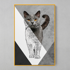 Quadro Decorativo Gato Color/Preto e Branco - loja online