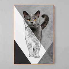 Quadro Decorativo Gato Color/Preto e Branco - Ellquadros 