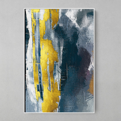 Quadro Decorativo Abstrato Oléo Azul Dourado Textura