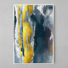 Imagem do Quadro Decorativo Abstrato Oléo Azul Dourado Textura