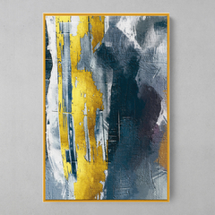 Quadro Decorativo Abstrato Oléo Azul Dourado Textura - loja online