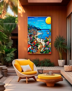 Quadro Praia Rio de Janeiro estilo Romero Britto