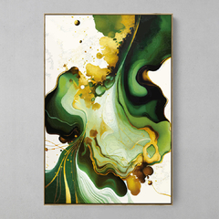 Quadro Decorativo Mármore Aquarela Verde Dourado na internet