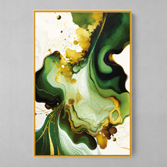 Quadro Decorativo Mármore Aquarela Verde Dourado - loja online