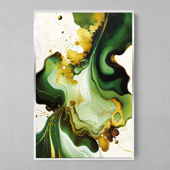 Imagem do Quadro Decorativo Mármore Aquarela Verde Dourado