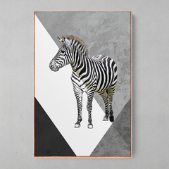 Quadro Decorativo Zebra Color/Preto e Branco - Ellquadros 