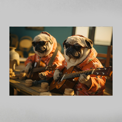 Quadro Decorativo Pug Músicos