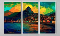 QUADRO TRÍPTICO RIO DE JANEIRO PEDRA DA GÁVEA - loja online