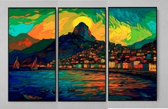 QUADRO TRÍPTICO RIO DE JANEIRO PEDRA DA GÁVEA - comprar online