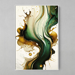 Quadro Decorativo Folha Verde Ouro - comprar online