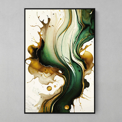 Quadro Decorativo Folha Verde Ouro