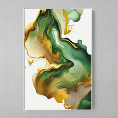 Quadro Decorativo Oléo Dourado Mármore Verde - comprar online